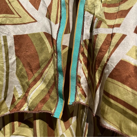 CAbi Silk Babydoll Kimono Vibrant Boho Front Tie Floral and Stripe Blouse S - Picture 13 of 14